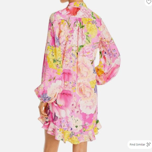 NWT Rococo Sand Pink Floral Silky Wrap Long Sleeve Mini Dress Leona - Picture 10 of 15
